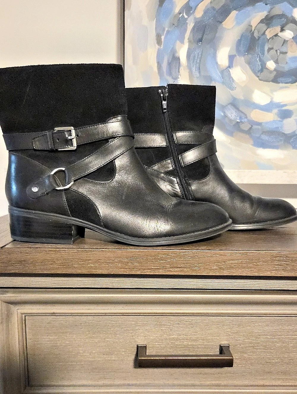 Lauren Ralph Lauren Black Buckle Ankle Boots